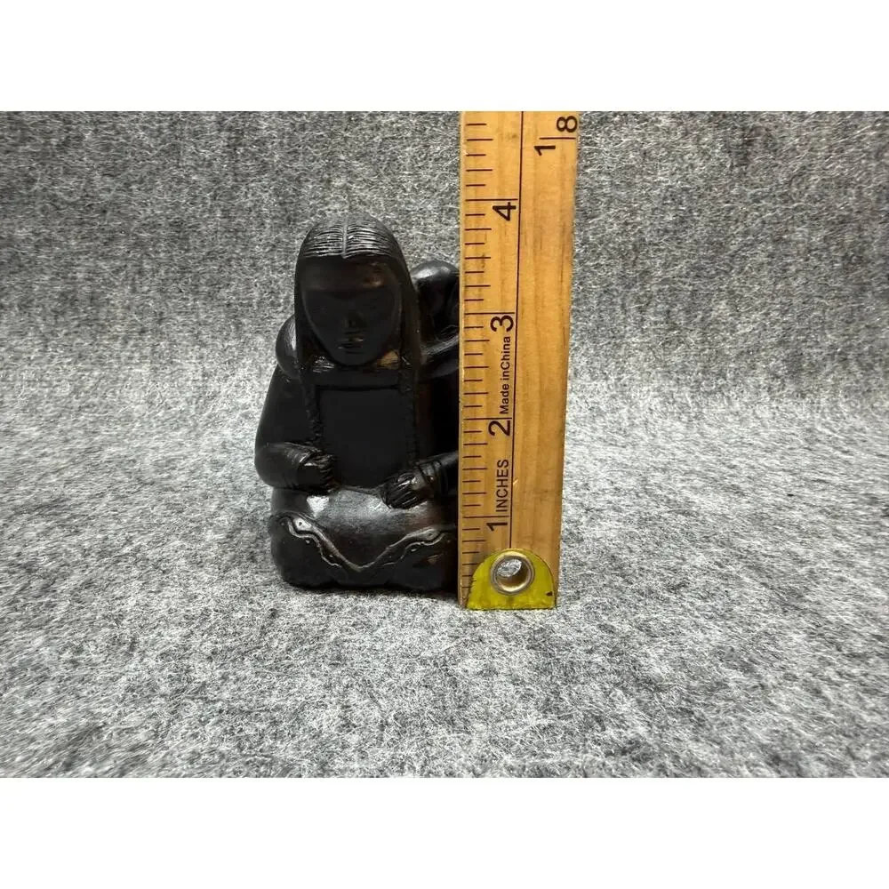 Native American Woman Carrying Child Figurine Southwest Style Black Sculpture